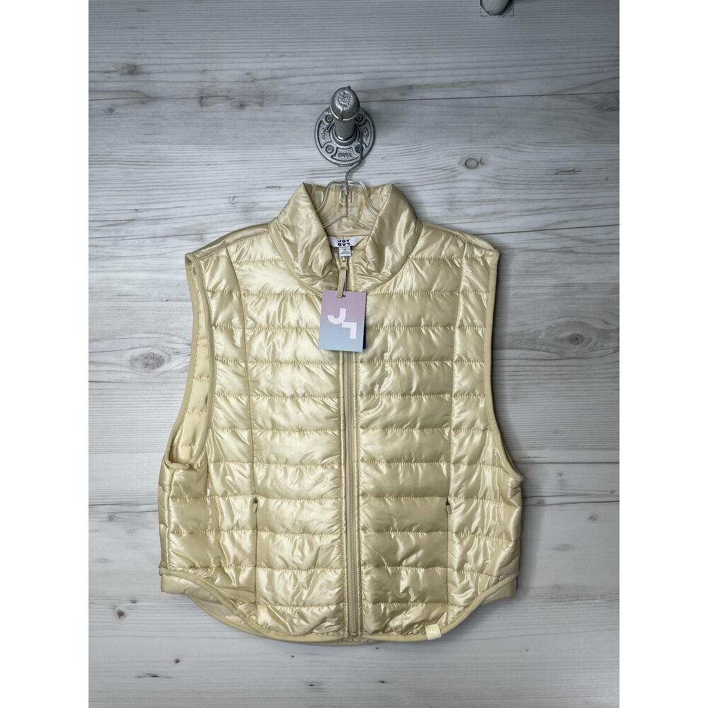 Joy Lab Womens Medium Ivory Puffer Vest‎ Quilted Lightweight Zip Up 309 04 0157